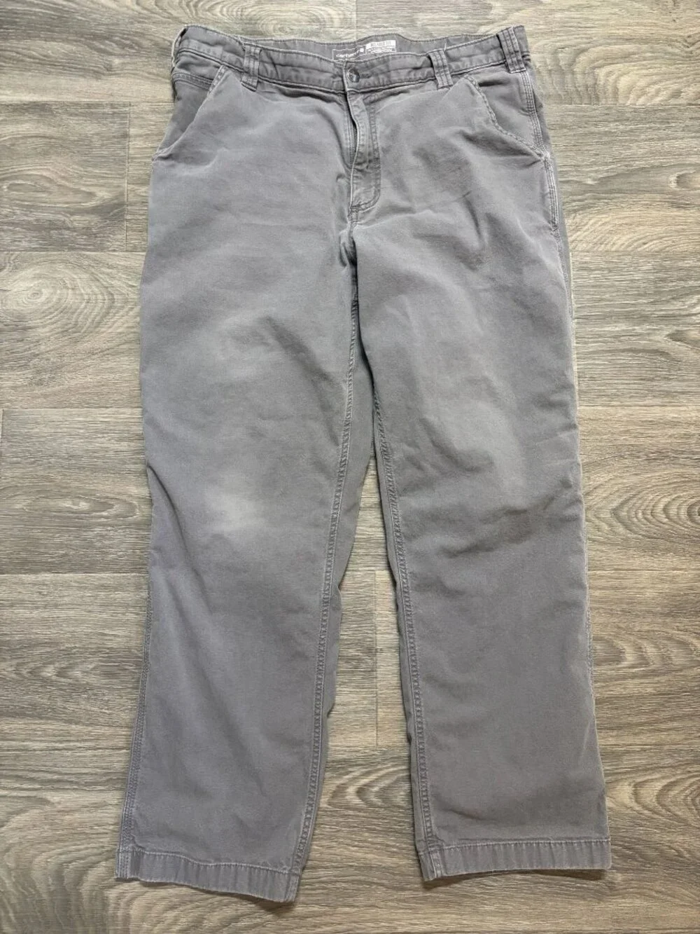Carhartt Relaxed Straight Rigby Dungaree Pants 38x30 Durable Canvas 102291 Gray
